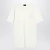 Moncler White Cotton T-shirt With Three-dimensional Logo Men In White