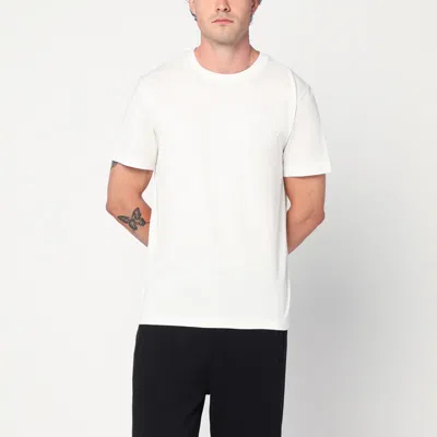 Moncler White Cotton T-shirt With Three-dimensional Logo