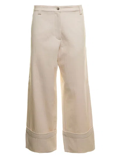Moncler White Cotton Trousers