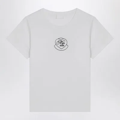 Moncler White Cotton T-shirt With Embroidered Heart