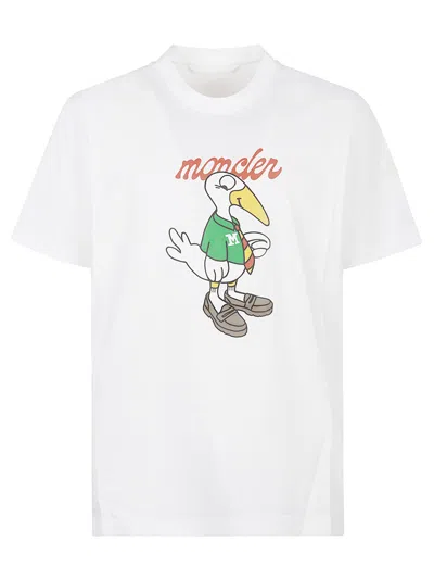 MONCLER WHITE CREWNECK GRAPHIC T-SHIRT