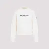 Moncler Womens White Brand-embroidery Round-neck Cotton-jersey Sweatshirt Xs In White