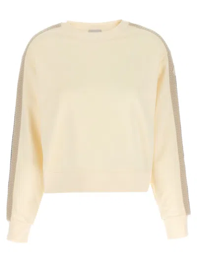 MONCLER WHITE CROCHET SWEATSHIRT