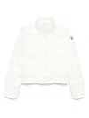 Moncler White Crop Down Jacket With Drawstring