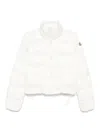 Moncler White Crop Down Jacket With Drawstring In White