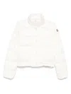 Moncler White Crop Down Jacket With Drawstring In White