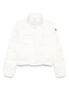 Moncler White Crop Down Jacket With Drawstring In Neutral