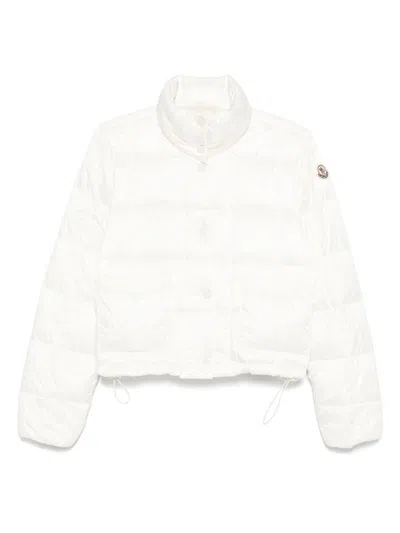 MONCLER MONCLER WHITE CROP DOWN JACKET WITH DRAWSTRING