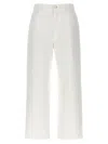 Moncler Crop High Waist White Jeans In Cotton Woman In White