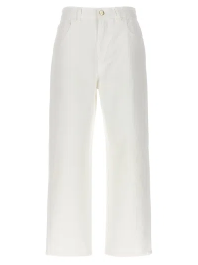 MONCLER WHITE CROP STRAIGHT LEG JEANS