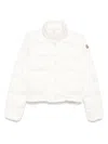 Moncler White Crop Down Jacket With Drawstring In White