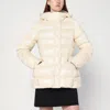 Moncler White Down Jacket In Lacquered Nylon