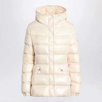 Moncler White Down Jacket In Lacquered Nylon Women In Multi
