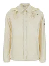 Moncler White Down Jacket With Logo Patch On The Sleeve In Tech Fabric Man In Multicolor