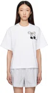 Moncler White Embroidered Cherry Logo Cotton T-shirt In White