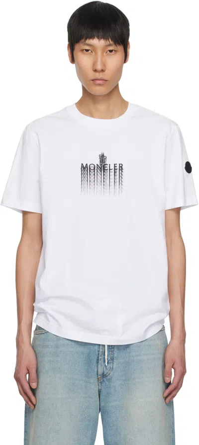 MONCLER WHITE FADED LOGO COTTON T-SHIRT