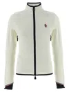 Moncler High Collar Fleece Sweatshirt With Contrast Trim In White