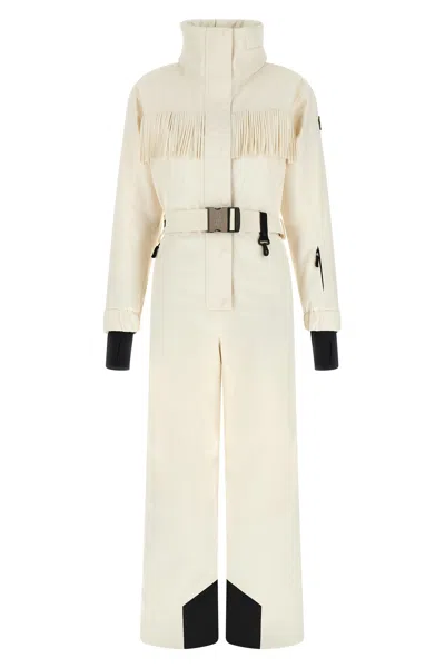 Moncler White Fringed Ski Suit In Weiss
