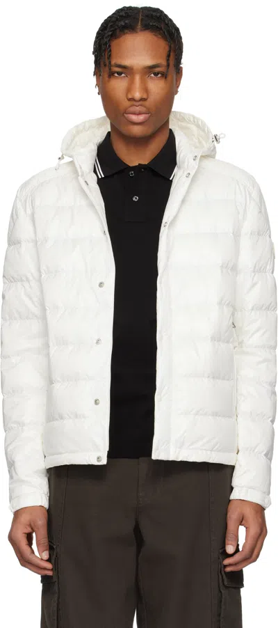 Moncler White Gliere Hooded Short Down Jacket In 032 - Bright White