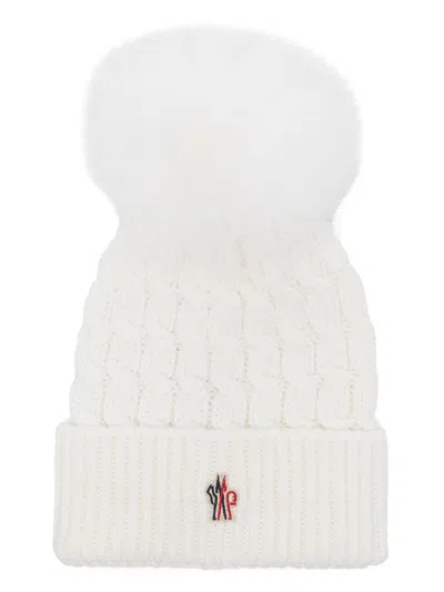 Moncler White Grenoble Pompom Beanie Hat