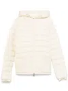Moncler Quilted White Hooded Coat With Zip Closure In White