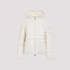 Moncler Quilted White Hooded Coat With Zip Closure In White