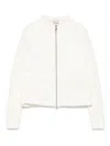 Moncler White Jacket With Quilted Panels In Beige