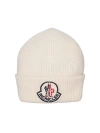 Moncler White Knit Beanie In Neutrals
