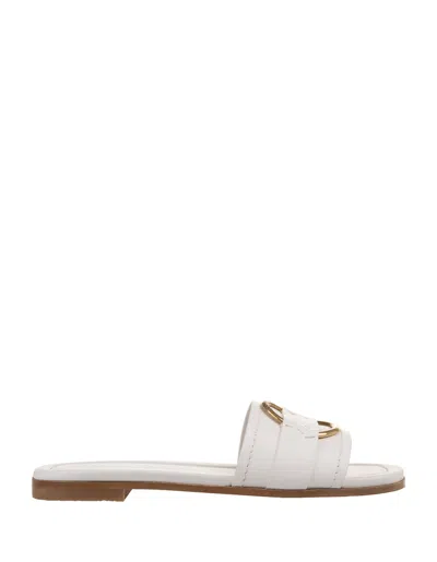 Moncler Women's Bell Leather Slides In White