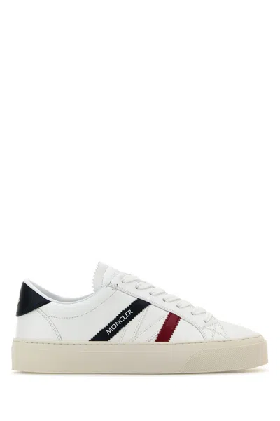 MONCLER WHITE LEATHER MONACO 2 SNEAKERS