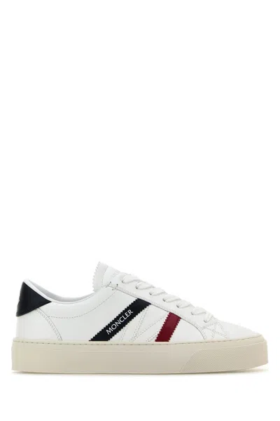 MONCLER WHITE LEATHER MONACO 2 SNEAKERS