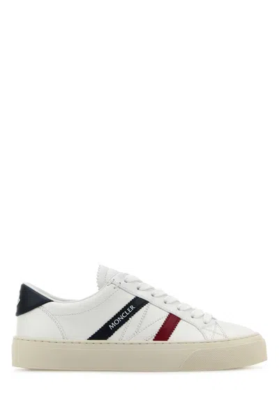 MONCLER WHITE LEATHER MONACO 2 SNEAKERS