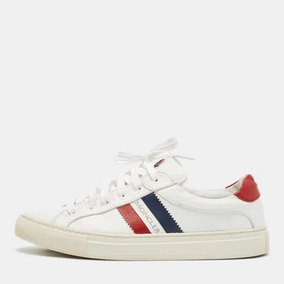 Pre-owned Moncler White Leather Ryegrass Sneakers Size 38.5