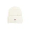 Moncler Ribbed-knit Wool Beanie In White