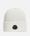 Moncler Textured Knit Hat With Folded Brim In White