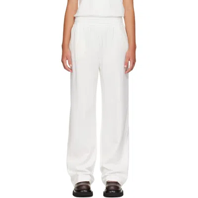 Moncler White Logo Cotton Blend Sweatpants In 034 - Natural