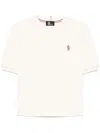 Moncler Grenoble Mc Natural T-shirt Embroidered Logo In Off White