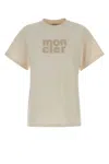 Moncler White Logo-embroidered T-shirt In Metallic