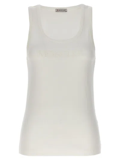 Moncler Women White Logo-embroidered Tank Top, M Luxury Tops For Women Darveys