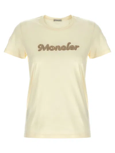 MONCLER WHITE LOGO EMBROIDERY T-SHIRT