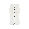Moncler Hooded Sleeveless Faux Fur Jacket With Drawstring In White