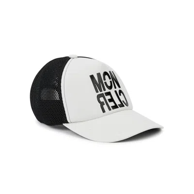 Moncler White Logo Neoprene Trucker Cap, Trucker Cap, White