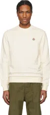 Moncler White Logo Patch Cotton Sweatshirt In 34