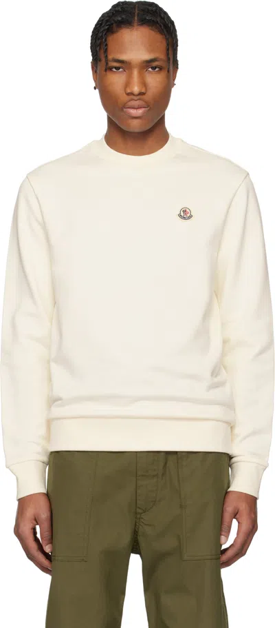 Moncler White Logo Patch Cotton Sweatshirt In 34