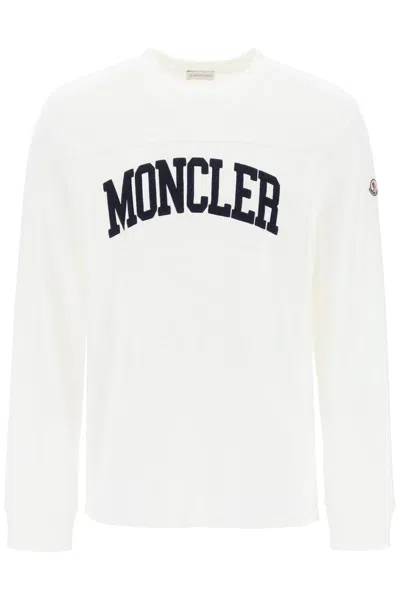 Moncler White Logo Patch Crewneck Sweatshirt For Men