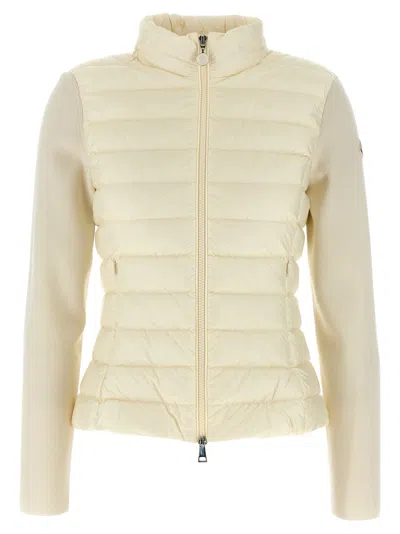 Moncler Two-material Cardigan Sweaters And Cardigans White