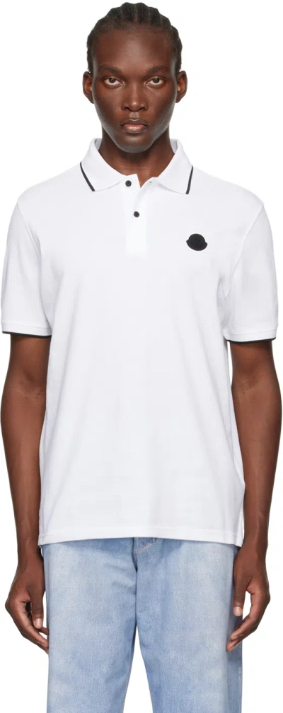Moncler Logo-patch Cotton Polo Shirt In White