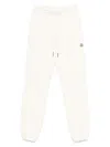 Moncler White Logo Patch Trousers With Coulisse In Neutral