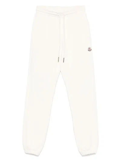 MONCLER MONCLER WHITE LOGO PATCH TROUSERS WITH COULISSE