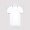 Moncler Classic White Cotton Polo With Signature Tri-color Trim In White